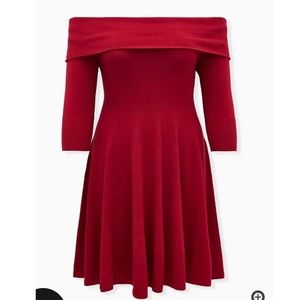 Torrid Red Off-Shoulder Sweater Dress - Sz 1X